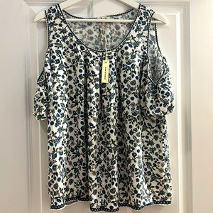 Max Studio Cold Shoulder Printed Blouse